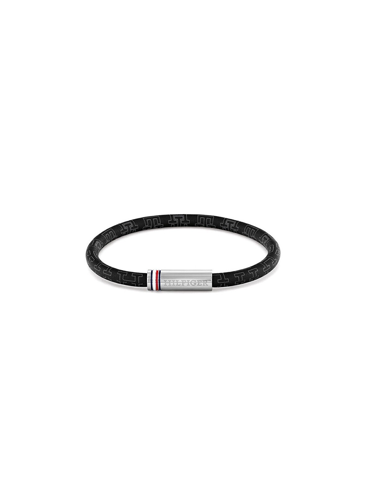Tommy Hilfiger Bracciale da uomo nero in similpelle con cordino stampato 2790704 uomo