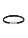 Tommy Hilfiger Bracciale da uomo nero in similpelle con cordino stampato 2790704 uomo