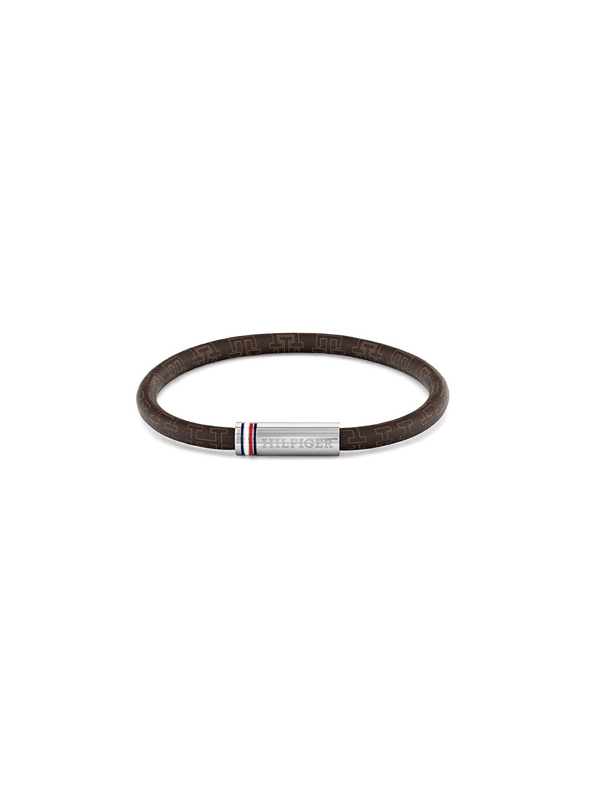 Tommy Hilfiger Bracciale da uomo marrone in similpelle con cordino stampato 2790703 uomo