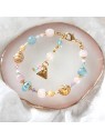 Lampglas Bracciale Romantic Roots in oro 24 carati e argento sterling con perle, quarzo rosa, calcite e kunzite BP13/M donna