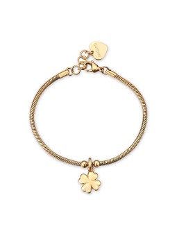 S'Agapõ Bracciale di lusso placcato oro con quadrifoglio Click SCK290 donna