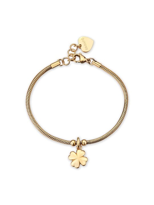 S'Agapõ Bracciale di lusso placcato oro con quadrifoglio Click SCK290 donna