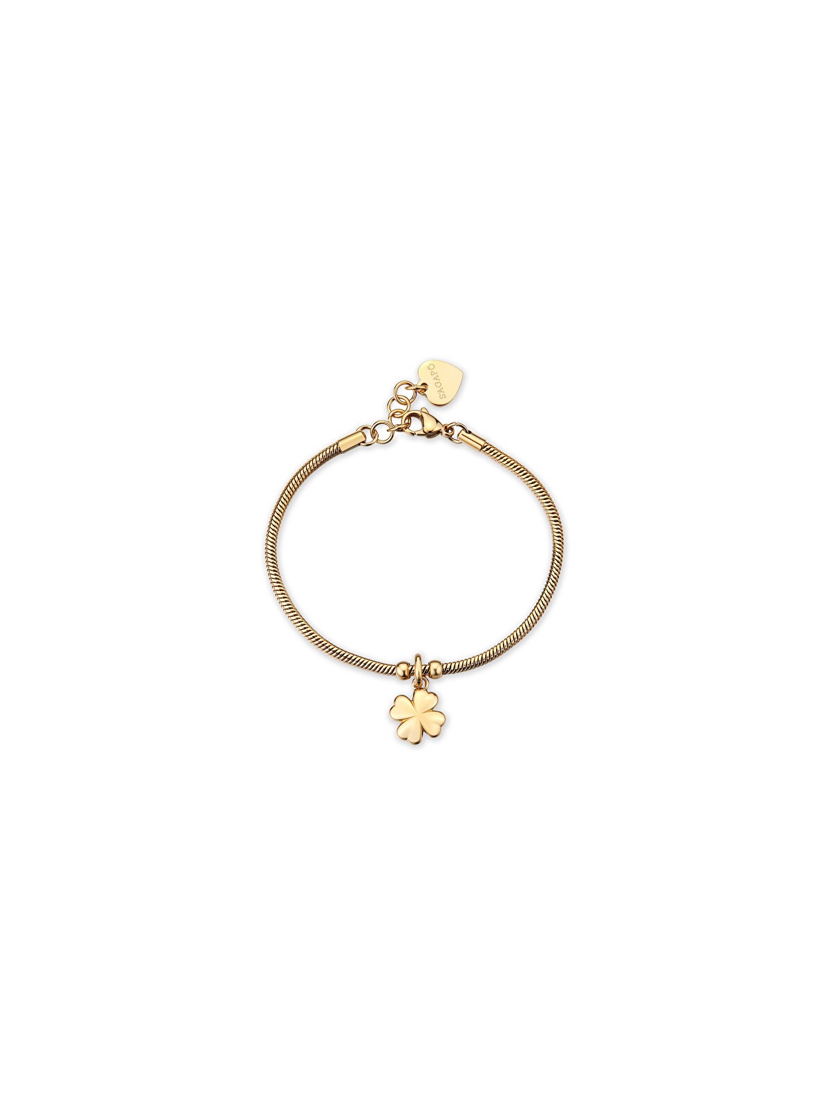 S'Agapõ Bracciale di lusso placcato oro con quadrifoglio Click SCK290 donna
