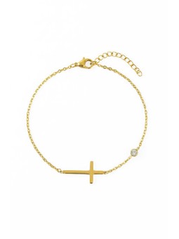Emily Westwood Delicato bracciale in acciaio con croce EWB260608G donna