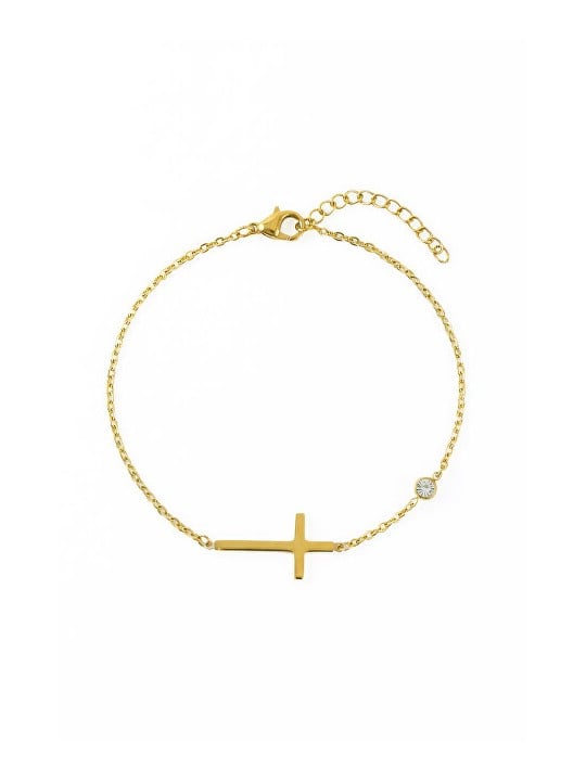 Emily Westwood Delicato bracciale in acciaio con croce EWB260608G donna