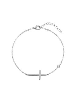 Emily Westwood Delicato bracciale in acciaio con croce EWB260608S donna