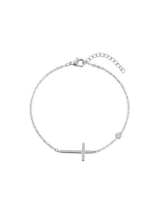 Emily Westwood Delicato bracciale in acciaio con croce EWB260608S donna