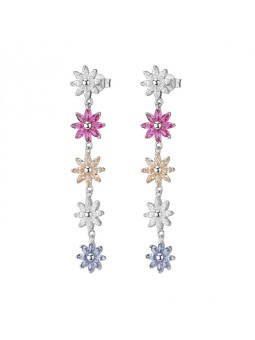 Rosato Lussuosi orecchini a forma di fiore con zirconi colorati Gaia RZGA76 donna
