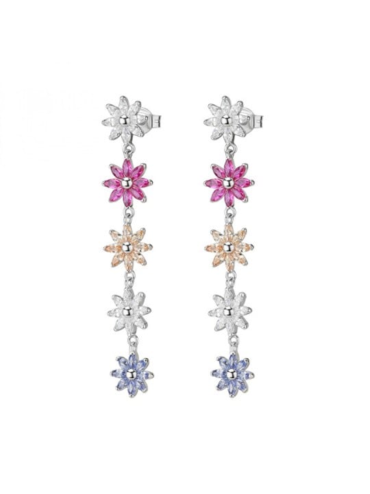 Rosato Lussuosi orecchini a forma di fiore con zirconi colorati Gaia RZGA76 donna