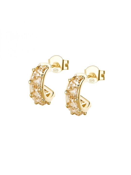 Rosato Eleganti orecchini a cerchio con zirconi color champagne Vittoria RZVT28 donna