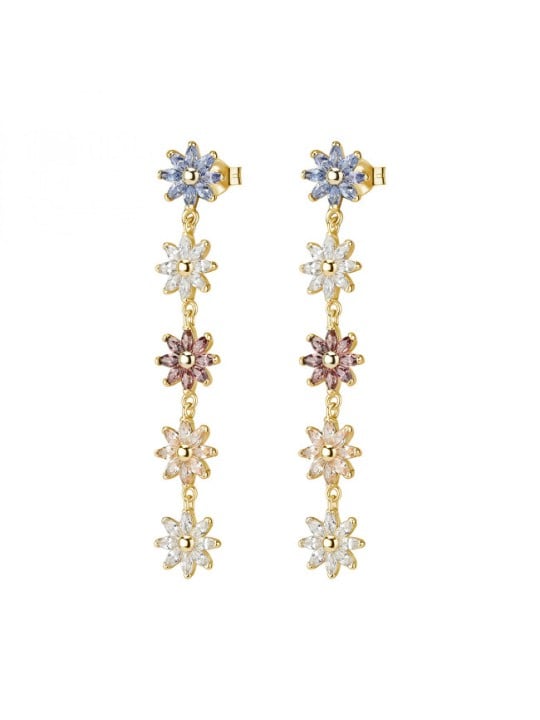 Rosato Orecchini a forma di fiore placcati in oro con zirconi colorati Gaia RZGA77 donna