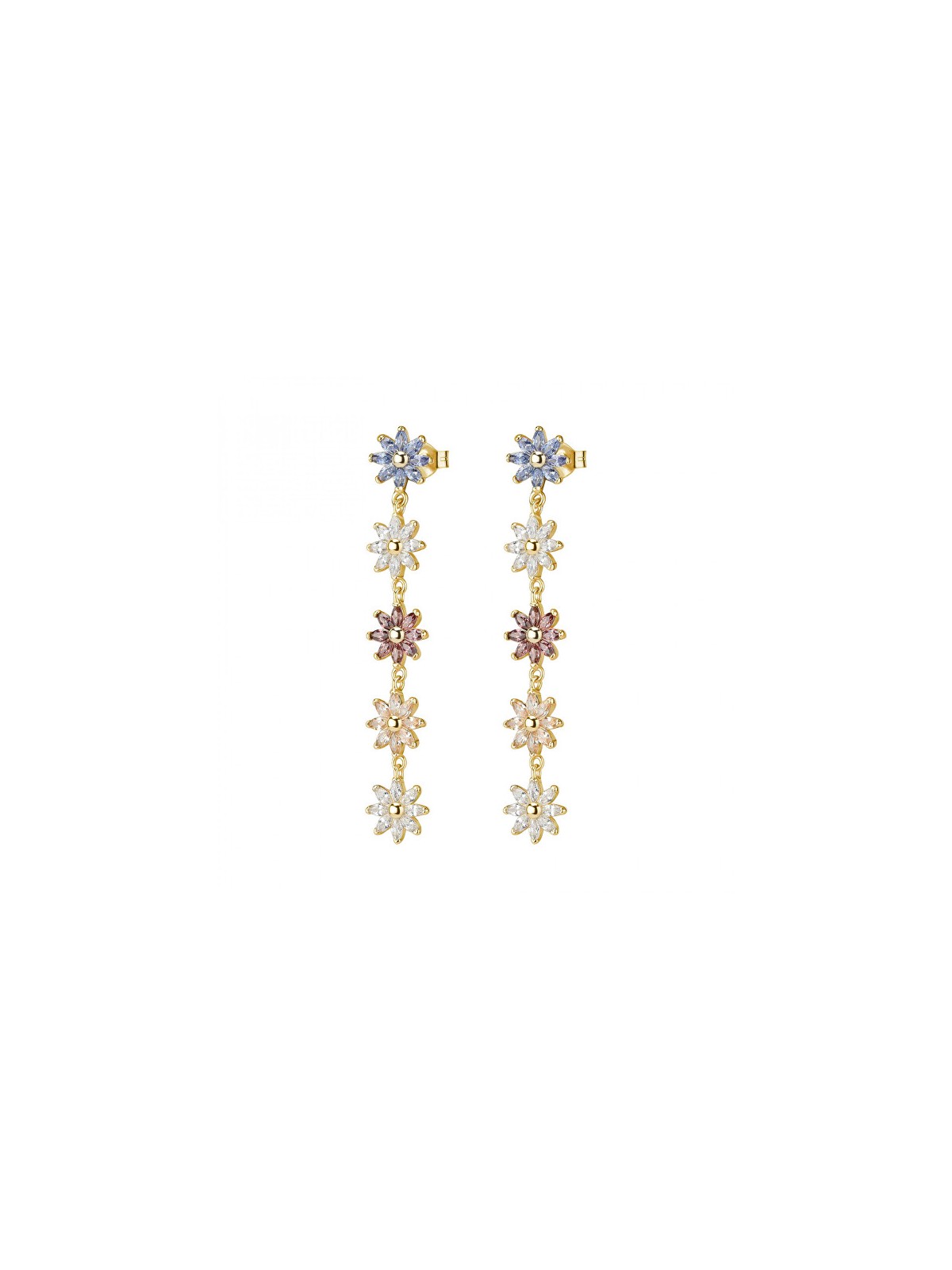 Rosato Orecchini a forma di fiore placcati in oro con zirconi colorati Gaia RZGA77 donna