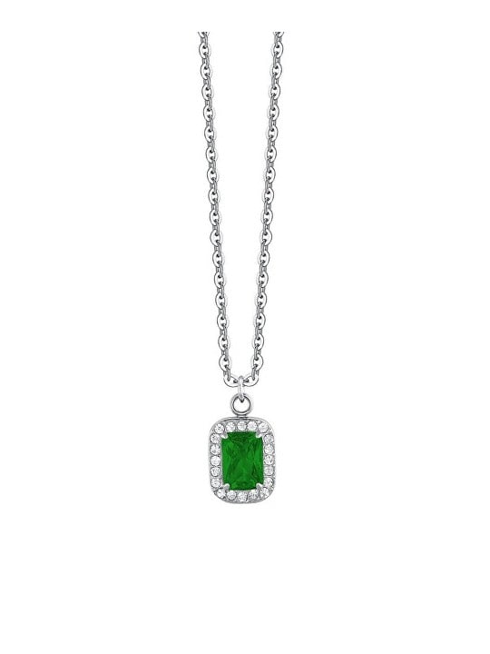 Luca Barra Elegante collana in acciaio con cristalli e zirconi CK2067 catena, pendente donna
