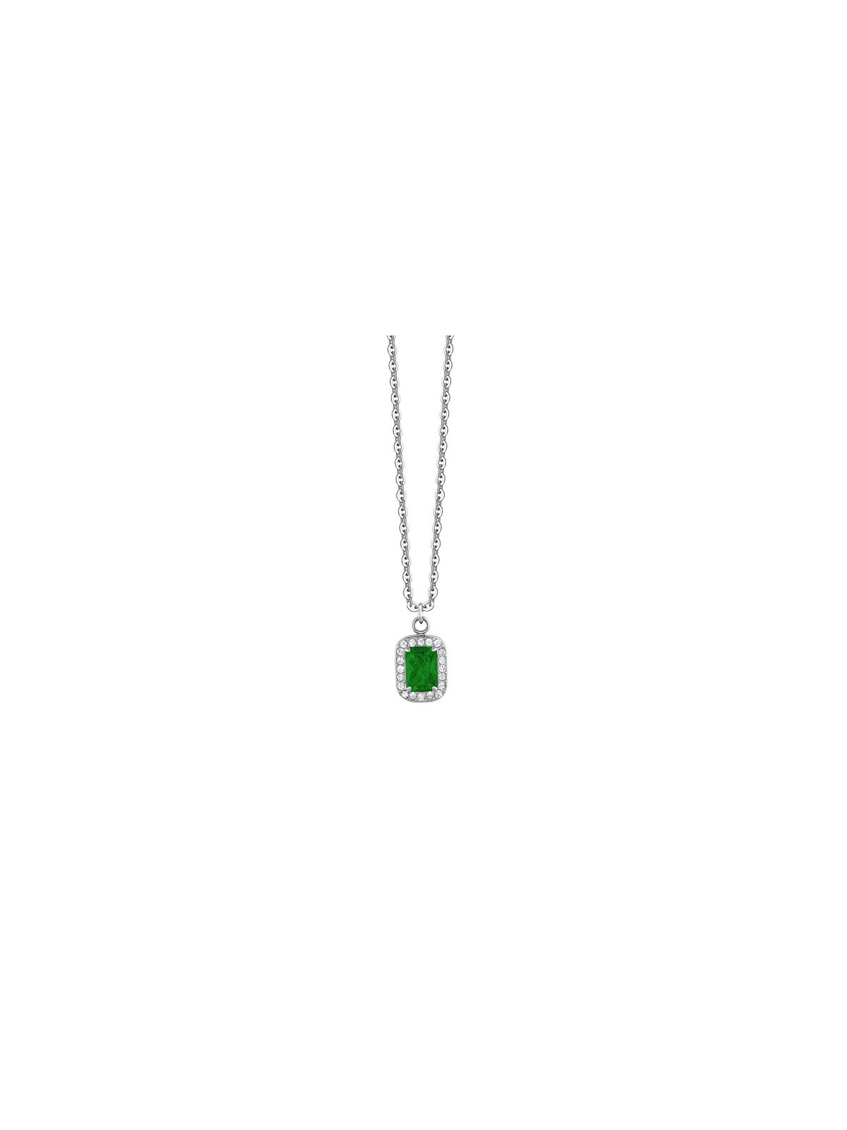 Luca Barra Elegante collana in acciaio con cristalli e zirconi CK2067 catena, pendente donna