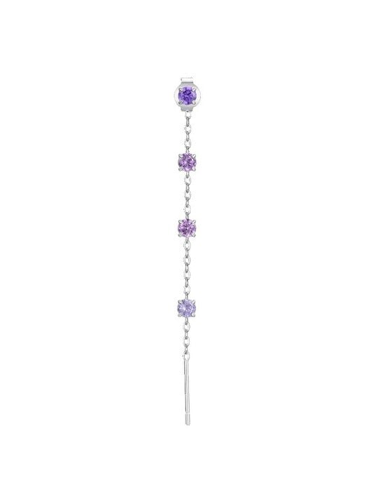 Luca Barra Orecchino a catena singola con cristalli viola OK1541 donna