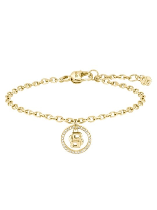 Hugo Boss Affascinante bracciale in acciaio placcato oro Double B 1580807 donna