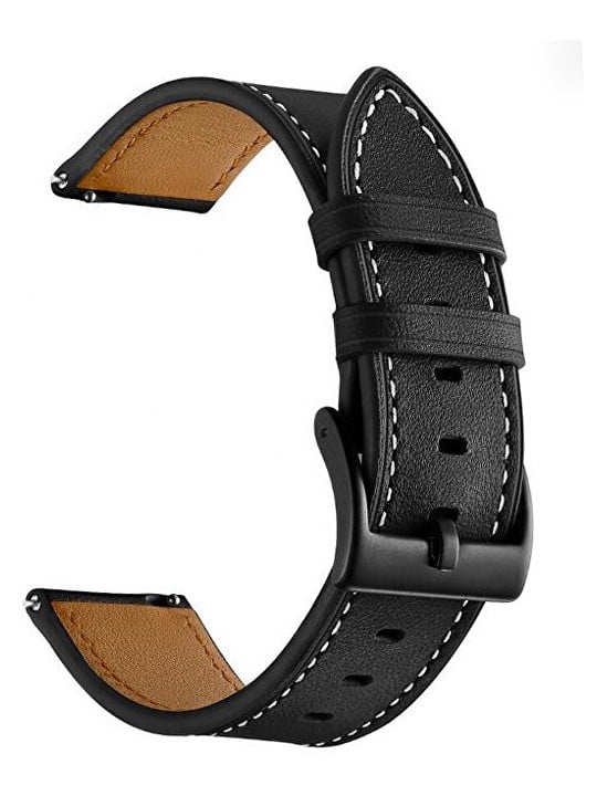 4wrist Cinturino in pelle per Garmin 22 mm - Nero unisex