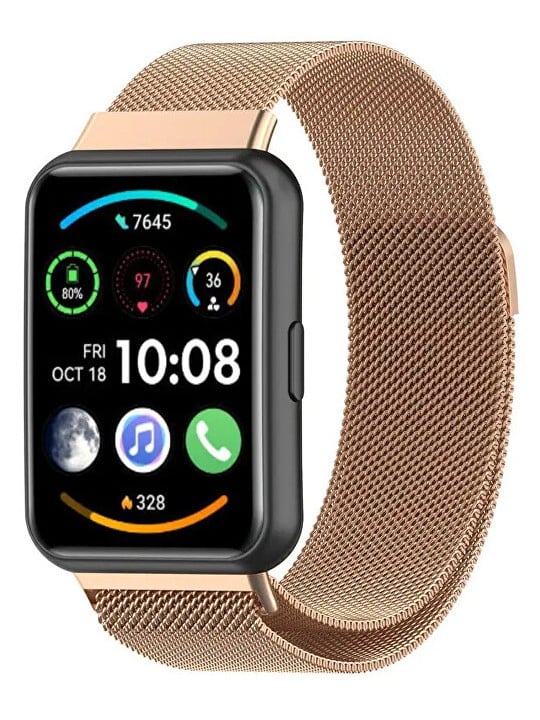 4wrist Cinturino milanese con chiusura magnetica per Huawei Watch FIT 2 - Oro rosa unisex