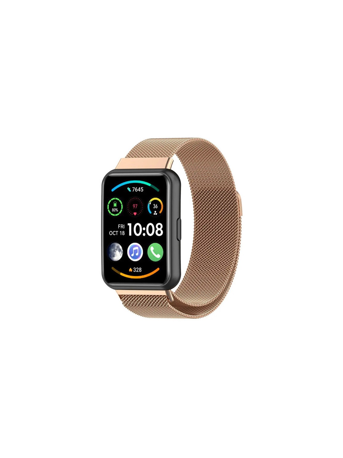 4wrist Cinturino milanese con chiusura magnetica per Huawei Watch FIT 2 - Oro rosa unisex