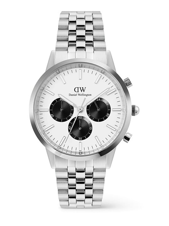 Daniel Wellington Iconic 42 Chronograph Arch 5-Link Off-White Panda Silver DW00100872 unisex
