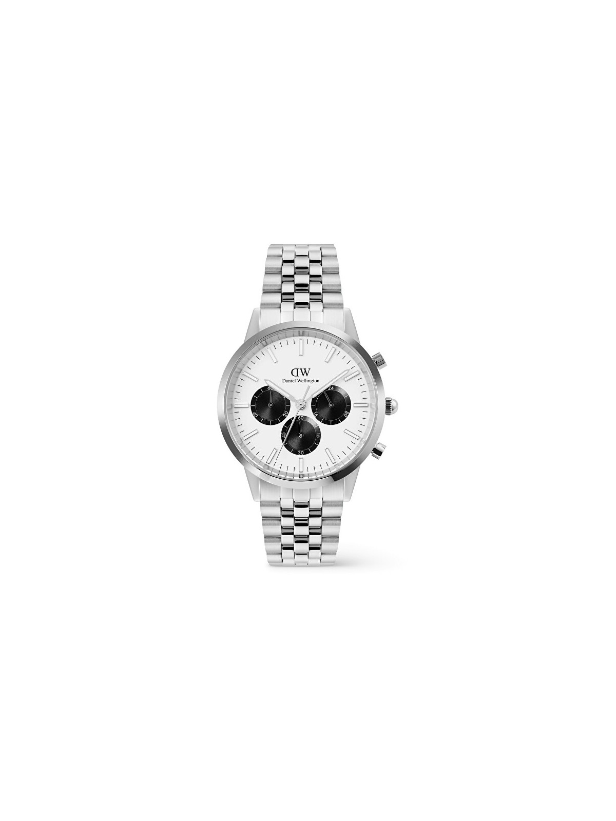Daniel Wellington Iconic 42 Chronograph Arch 5-Link Off-White Panda Silver DW00100872 unisex
