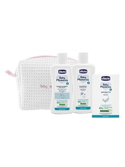 Chicco SET Baby Moments Acqua da bagno blu 200ml + shampoo per capelli 200ml + sapone delicato 100 g