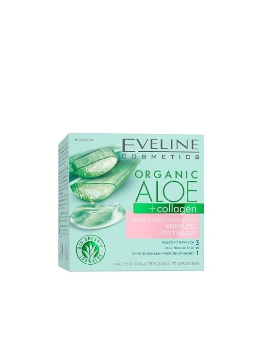 Eveline Crema-gel idratante biologica all'Aloe e Collagene per tutti i giorni e per la notte, 50ml