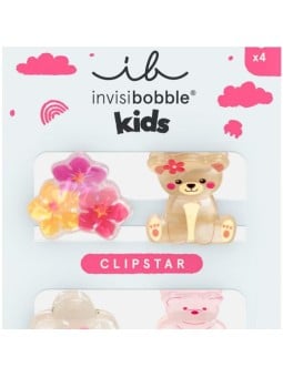 Invisibobble Clipstar Kids Bearly Bloomed - Fermaglio per capelli, 4 pezzi bambino