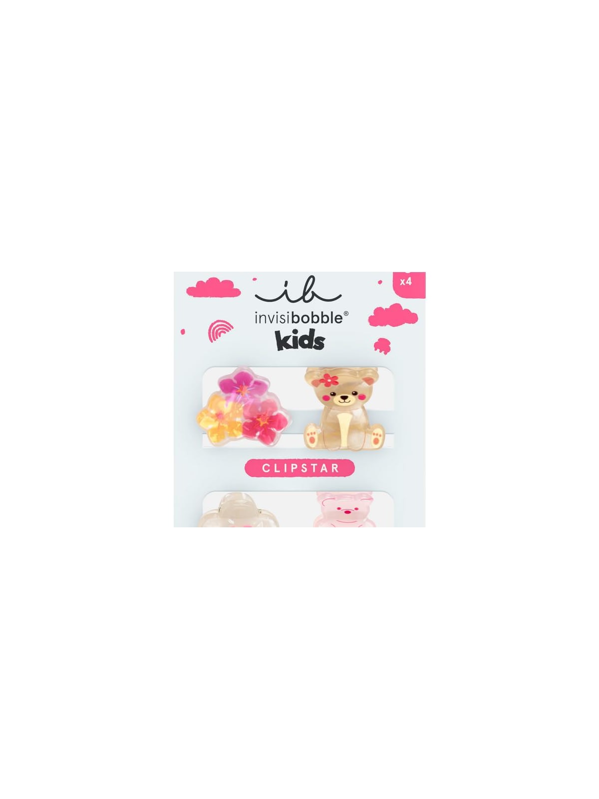 Invisibobble Clipstar Kids Bearly Bloomed - Fermaglio per capelli, 4 pezzi bambino