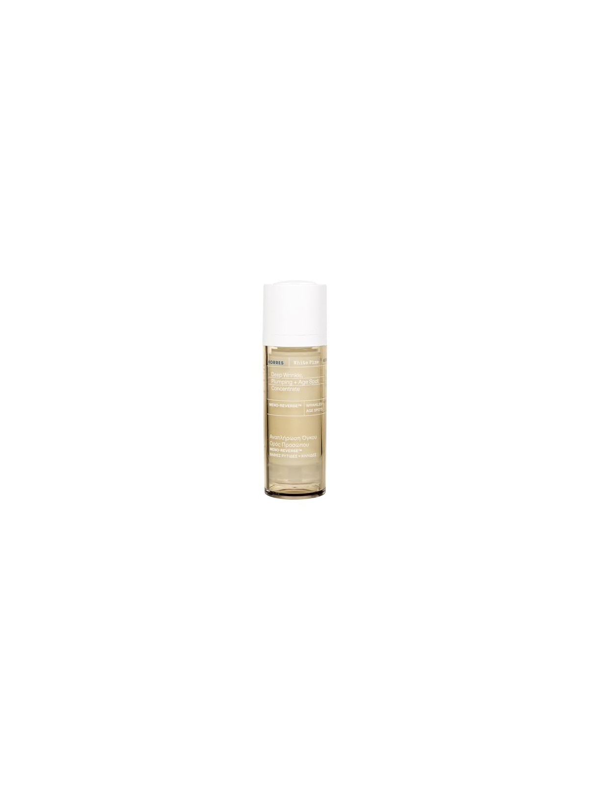 Korres Il concentrato rimpolpante antirughe profonde White Pine Age Sport riduce la visibilità delle rughe profonde. 30ml