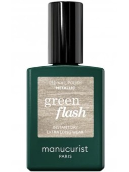 Manucurist Smalto per unghie in gel LED verde flash, smalto metallizzato 15ml