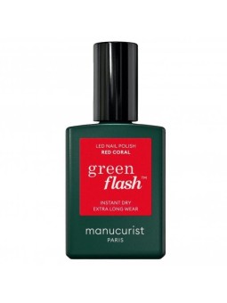Manucurist Smalto per unghie in gel LED verde flash, smalto rosso corallo 15ml