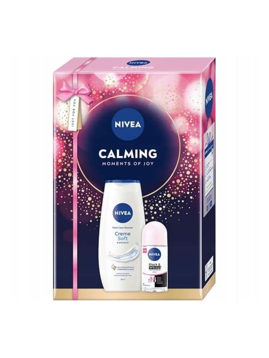 Nivea SET Calming Moments Of Joy Gel doccia Creme Soft 250ml + Deodorante roll-on antitraspirante Black & White 50ml