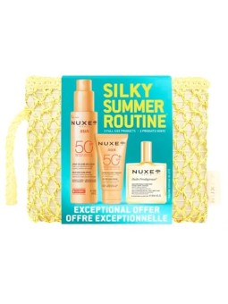 Nuxe Silky Summer Routine Set Body Spray SPF50 150ml Face Sunscreen Cream SPF50+ 50ml Dry Care Oil 50ml 50ml