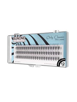Sunone Ciglia finte Solo Classic, ciuffi standard 12 mm, 60 pezzi