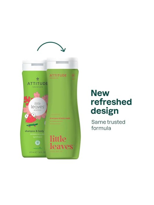 Attitude Sapone e shampoo per bambini Little Leaves, anguria e cocco, 473 ml bambino