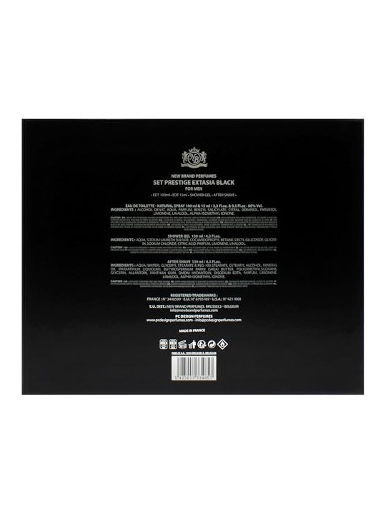 extasia black for men edt spray 100ml + after shave 130ml + shower gel 130ml + edt spray 15ml