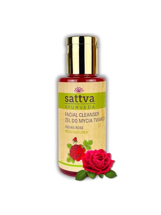 Sattva Detergente viso ayurvedico alla rosa indiana, detergente in gel 100ml