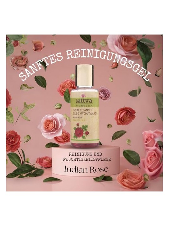 Sattva Detergente viso ayurvedico alla rosa indiana, detergente in gel 100ml