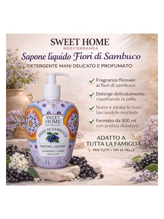 Sweet Home Collection Sapone liquido per le mani ai fiori di sambuco 500 ml unisex