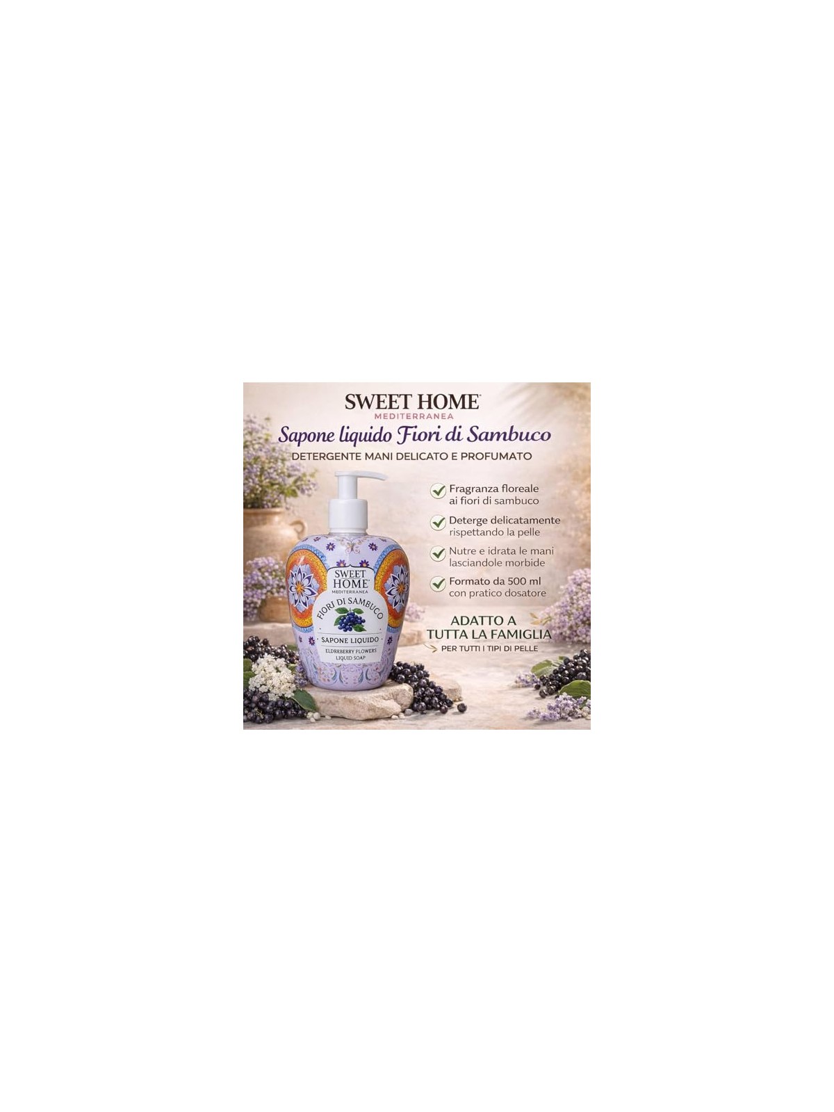 Sweet Home Collection Sapone liquido per le mani ai fiori di sambuco 500 ml unisex