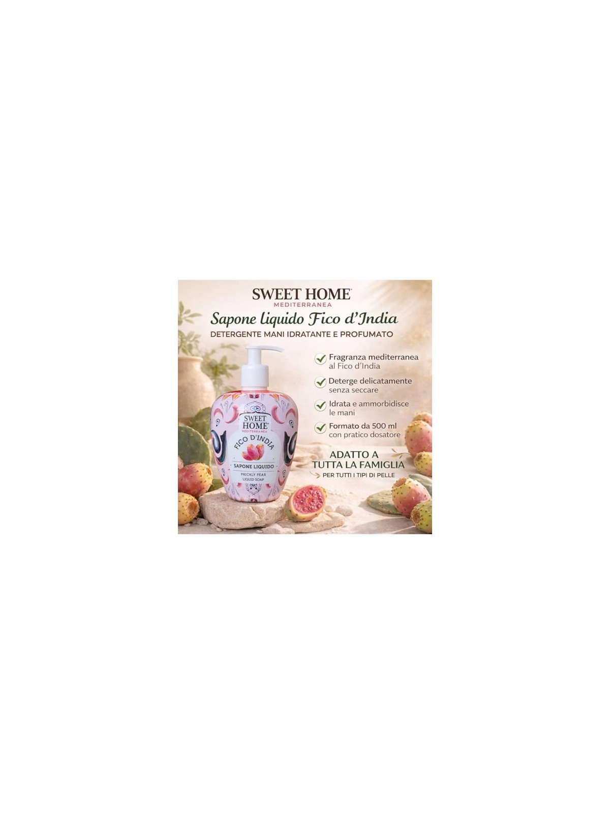 Sweet Home Collection Sapone liquido per le mani al fico d'India 500 ml unisex