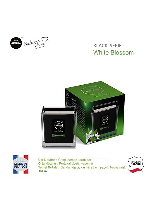 Aroma home Candela Black Series White Blossom 155g