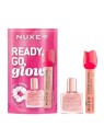 Nuxe SET Glow On The Go Olio secco rosa 10ml + lucidalabbra 8ml + fascia per capelli