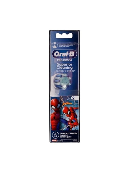 Oral B Teste di ricambio per Spiderman per bambini, 2 pezzi. bambino
