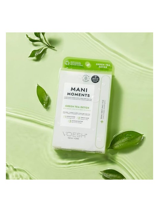 Voesh SET Mani Moments Double Green Tea Detox set manicure: allo zucchero peeling + maschera in crema + olio da massaggio +