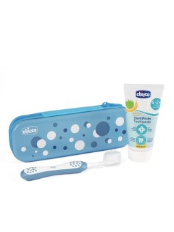 Chicco Sempre con un sorriso SET Dentifricio Indigo Mela Banana 6-36 mesi 50ml + spazzolino da denti con setole morbide