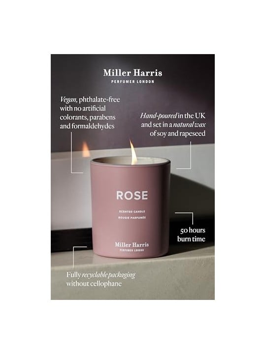 Miller harris Candela profumata alla rosa, 220 g