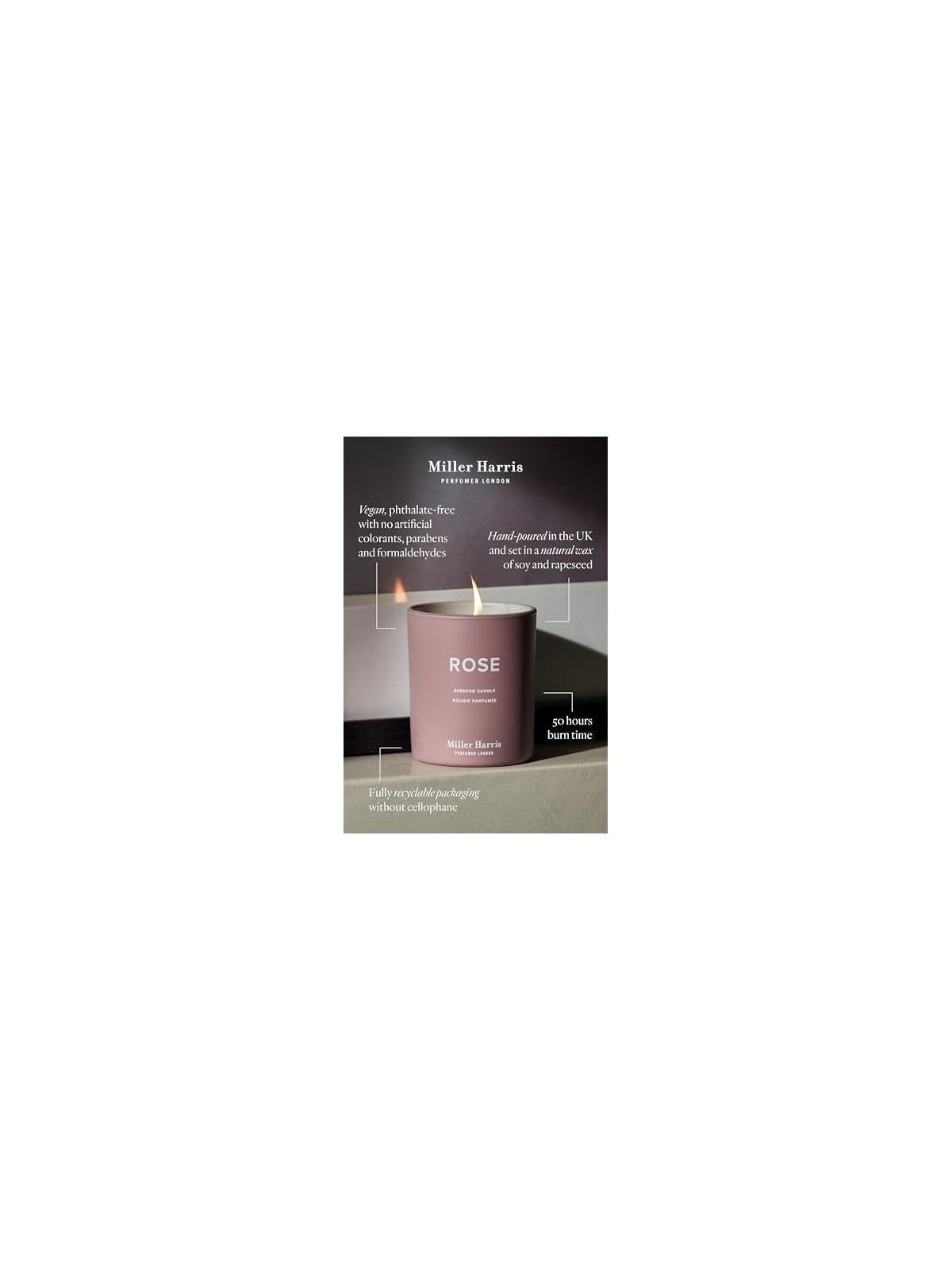 Miller harris Candela profumata alla rosa, 220 g
