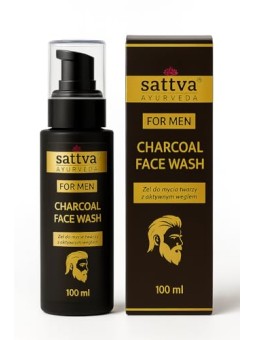 Sattva Detergente viso al carbone per uomo, gel detergente viso con carbone attivo 100ml